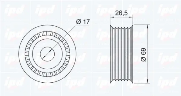Deflection/Guide Pulley, V-ribbed belt