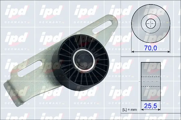 Tensioner Pulley, V-ribbed belt (15-3857)