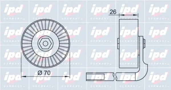 Tensioner Pulley, V-ribbed belt (15-3234)