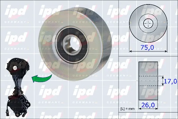 Deflection/Guide Pulley, V-ribbed belt (15-3875)