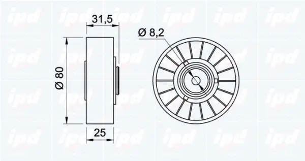 Deflection/Guide Pulley, V-ribbed belt