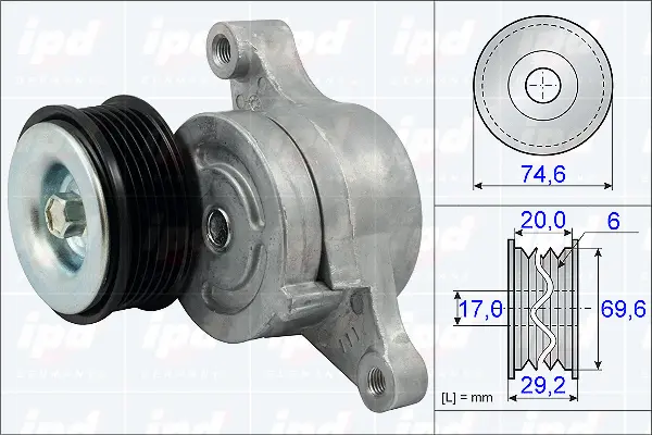 Belt Tensioner, V-ribbed belt (15-3815)