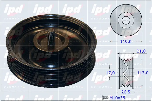 Deflection/Guide Pulley, V-ribbed belt (15-3884)