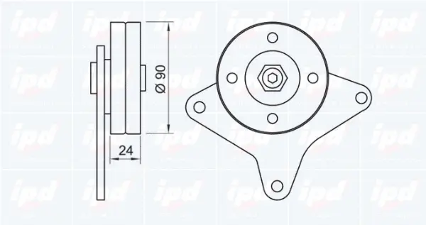 Deflection/Guide Pulley, V-ribbed belt