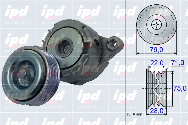 Belt Tensioner, V-ribbed belt (15-3962)