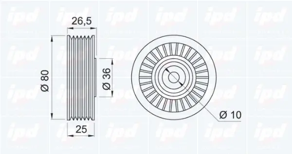 Deflection/Guide Pulley, V-ribbed belt