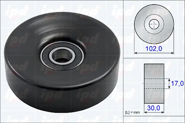 Tensioner Pulley, V-ribbed belt (15-3692)