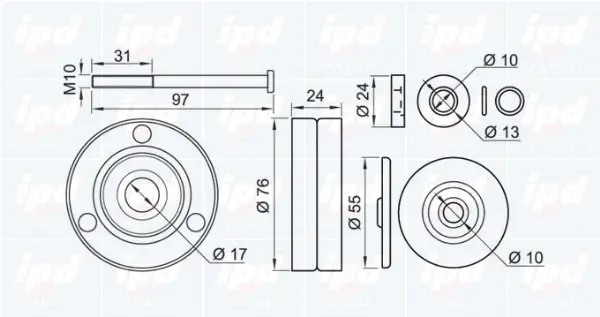 Deflection/Guide Pulley, V-ribbed belt (15-3465)