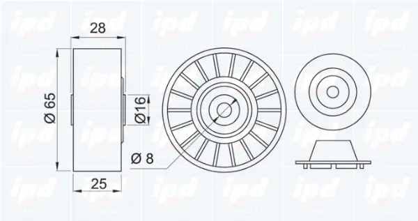 Deflection/Guide Pulley, V-ribbed belt