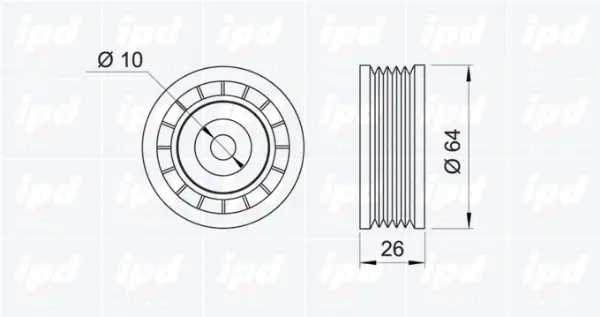 Deflection/Guide Pulley, V-ribbed belt