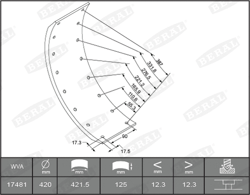 Brake Lining Kit, drum brake (KBL17481.1-1642)
