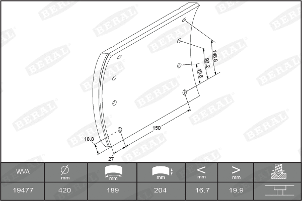 Brake Lining Kit, drum brake (KBL19477.0-1541)