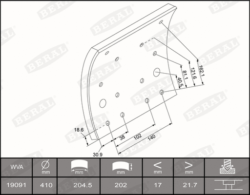 Brake Lining Kit, drum brake (KBL19091.0-1637)
