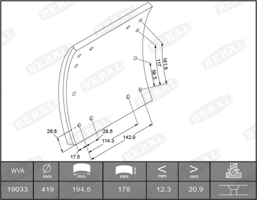 Brake Lining Kit, drum brake (1903023006016316)