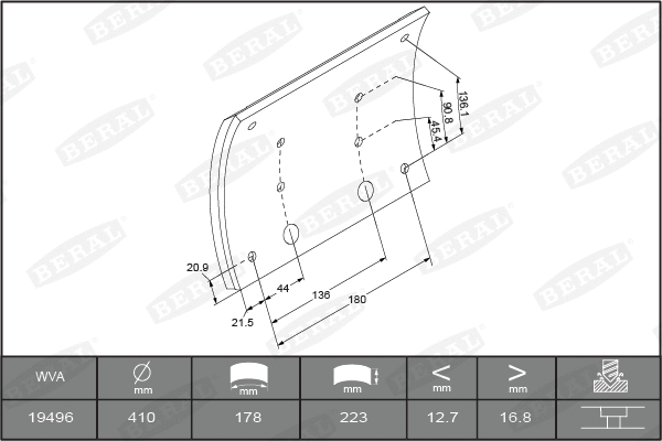 Brake Lining Kit, drum brake (KBL19496.2-1575)