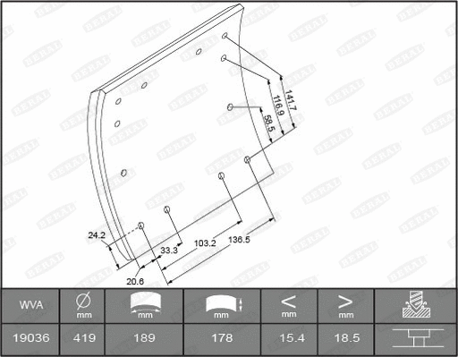 Brake Lining Kit, drum brake