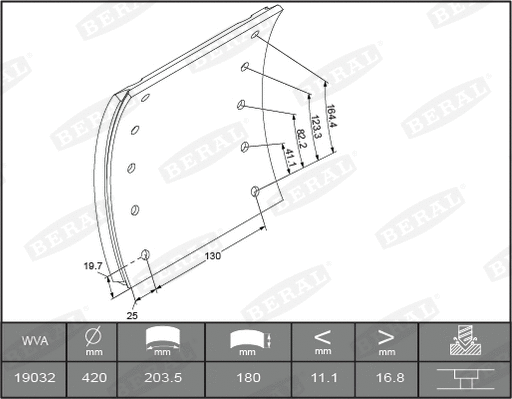 Brake Lining Kit, drum brake (KBL19032.0-1575)