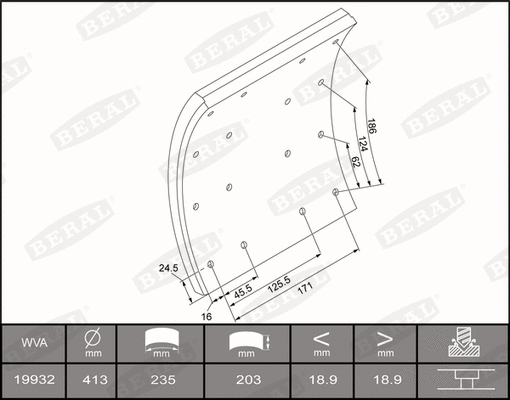 Brake Lining Kit, drum brake (KBL19932.0-1637)