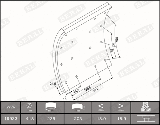 Brake Lining Kit, drum brake (KBL19932.1-1637)