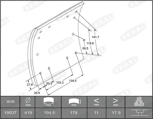 Brake Lining Kit, drum brake (1903619600015606)