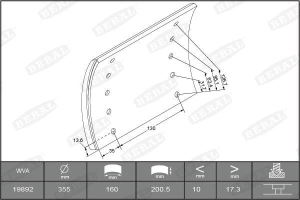 Brake Lining Kit, drum brake (1989218000015416)