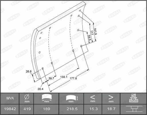 Brake Lining Kit, drum brake (KBL19369.0-1560)