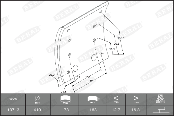 Brake Lining Kit, drum brake (KBL19713.1-1560)
