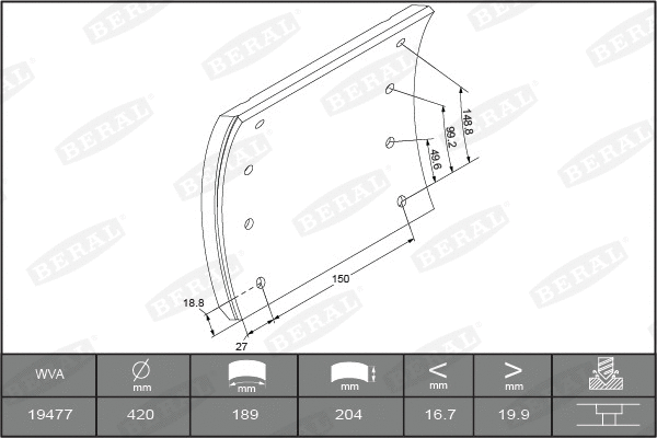 Brake Lining Kit, drum brake (1947720600015416)
