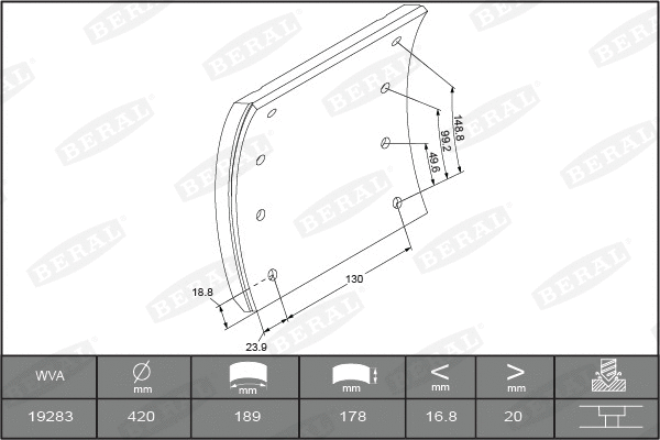 Brake Lining Kit, drum brake (1928320100015416)