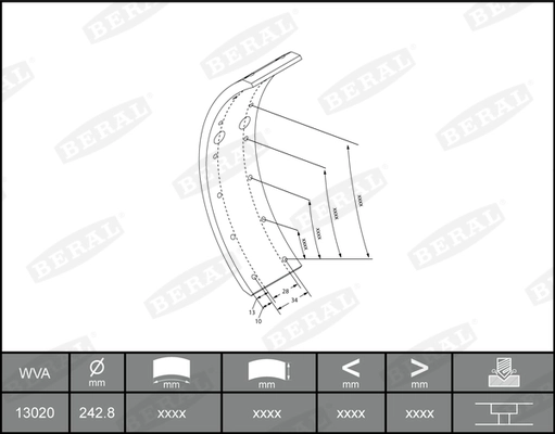 Brake Lining Kit, drum brake (KBL13020.0-1561)