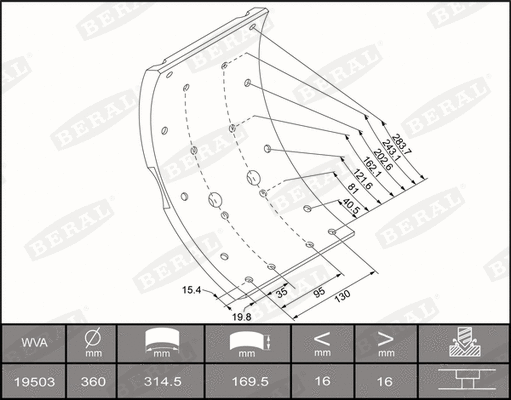 Brake Lining Kit, drum brake (1950316000016264)