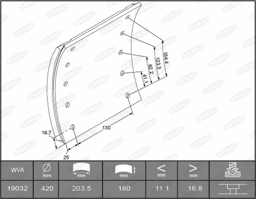 Brake Lining Kit, drum brake (KBL19032.9-1541)