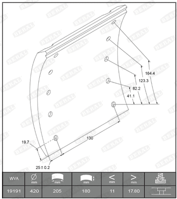 Brake Lining Kit, drum brake (KBL19191.0-1541)