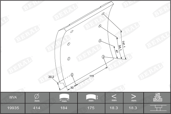 Brake Lining Kit, drum brake (KBL19935.0-1627)