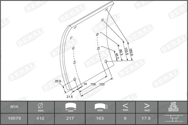 Brake Lining Kit, drum brake (1957918000016166)