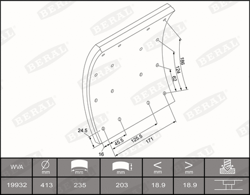 Brake Lining Kit, drum brake (KBL19932.1-1660)