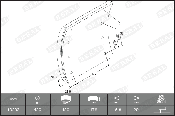 Brake Lining Kit, drum brake (KBL19283.0-1541)