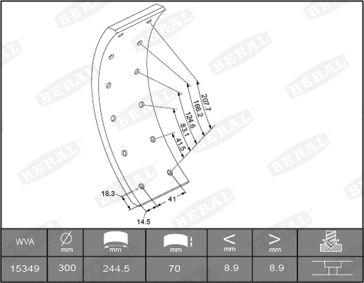 Brake Lining Kit, drum brake (KBL15349.2-1549)