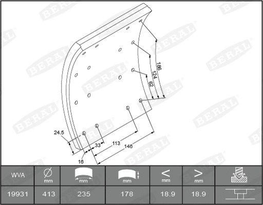 Brake Lining Kit, drum brake (1993120000016374)
