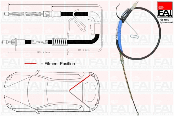 Cable Pull, parking brake (FBC0071)