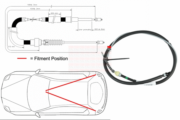 Cable Pull, parking brake (FBC0006)