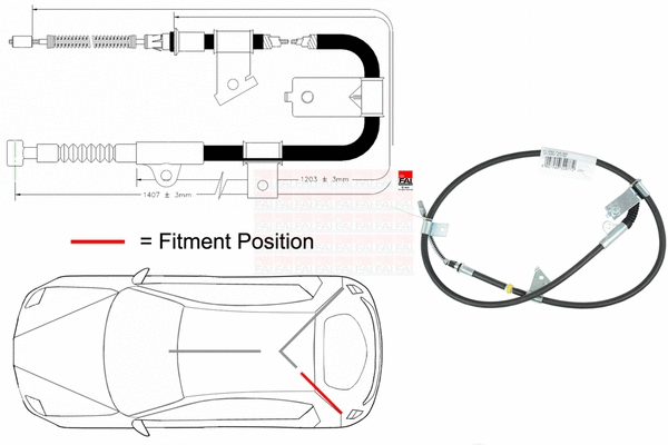 Cable Pull, parking brake (FBC0108)