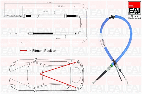 Cable Pull, parking brake (FBC0169)