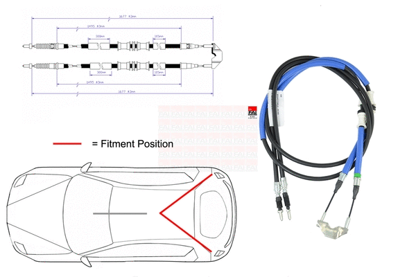 Cable Pull, parking brake (FBC0090)