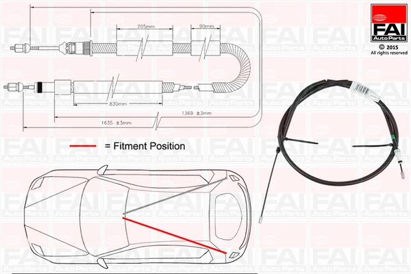 Cable Pull, parking brake (FBC0016)