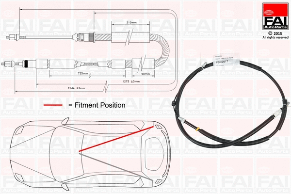 Cable Pull, parking brake (FBC0017)