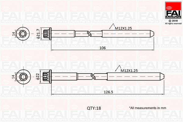 Cylinder Head Bolt Set (B1027)