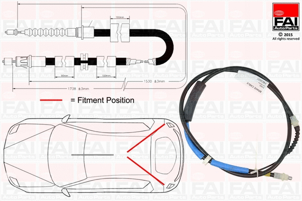 Cable Pull, parking brake (FBC0037)