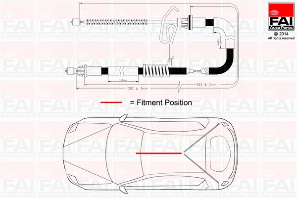 Cable Pull, parking brake (FBC0043)