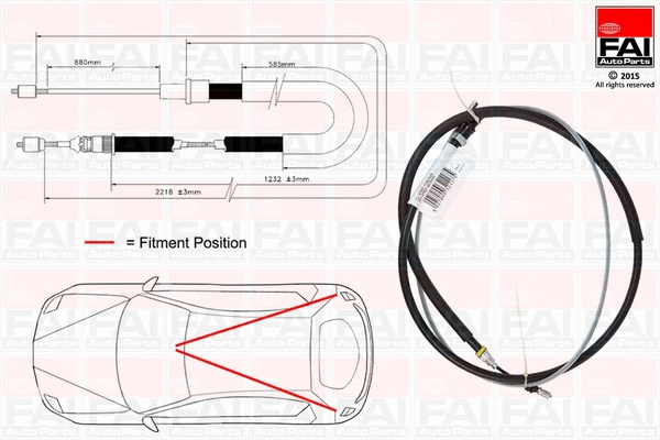 Cable Pull, parking brake (FBC0170)
